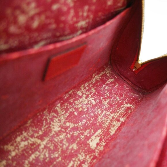 LOUIS VUITTON LV Logo Dauphine MM Pouch Bag Epi Leather Red - Picture 14 of 15